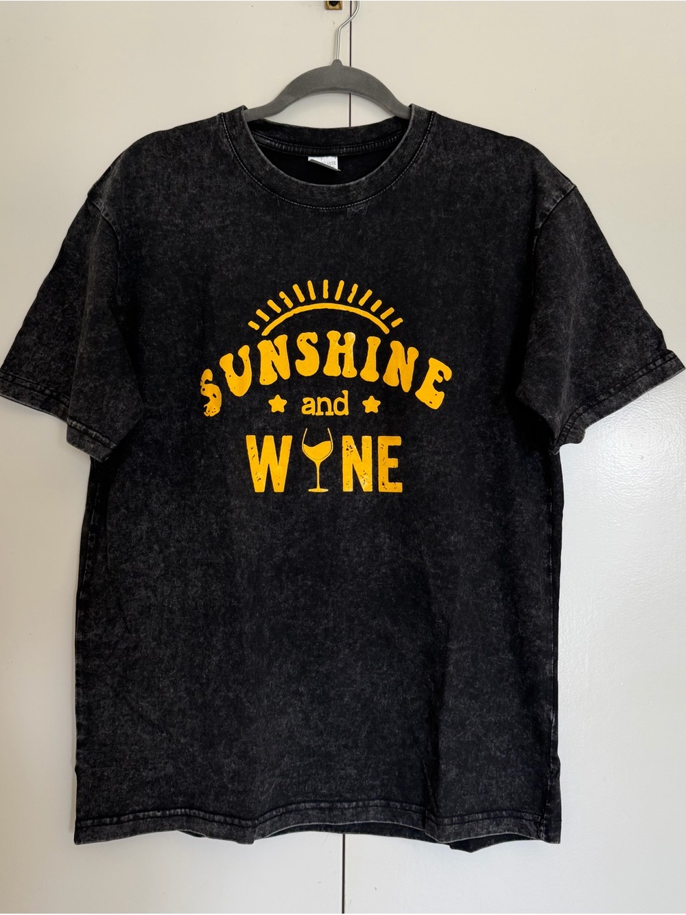 NEW Sunshine and Wine Graphic Tee - Black with Yellow Print